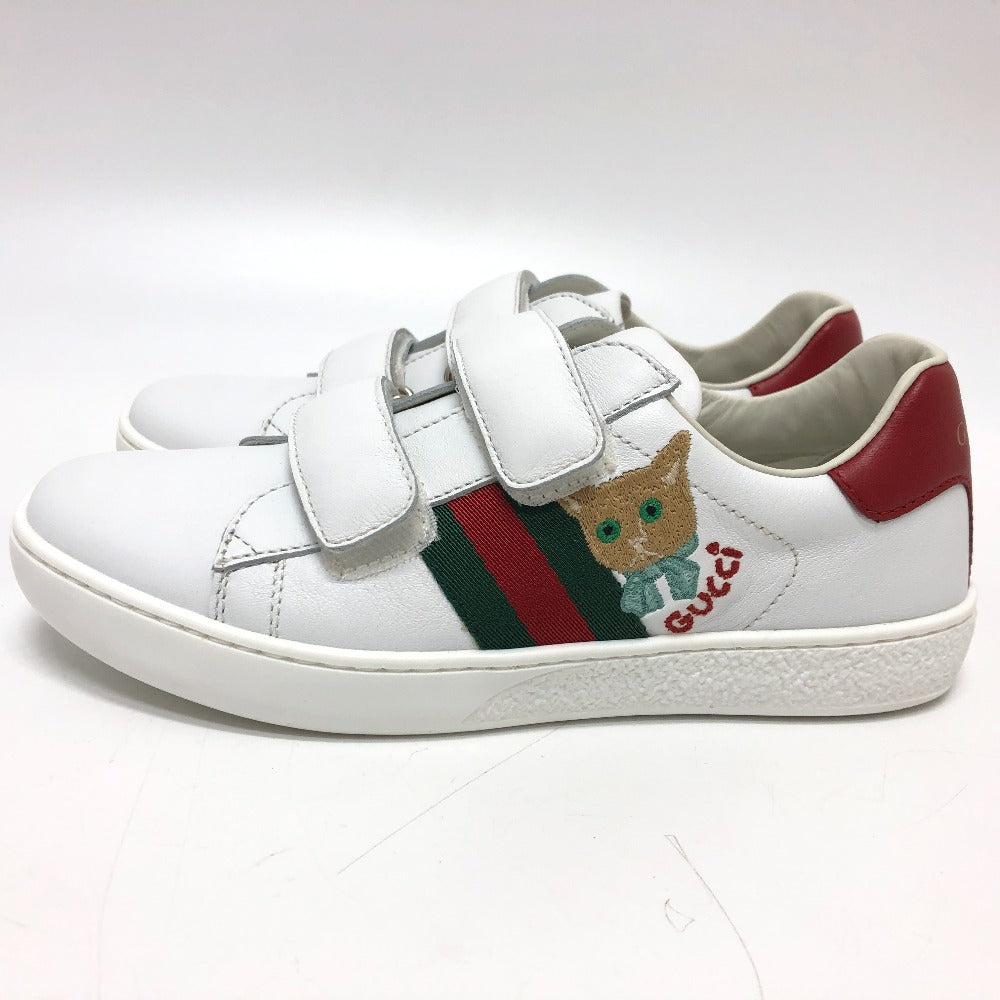 GUCCI sneakers leather white sherry line cat Cat Kids 32