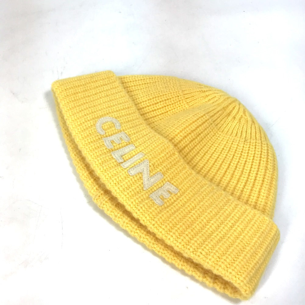 CELINE Knit hat 2A61W535Q wool yellow logo embroidery mens
