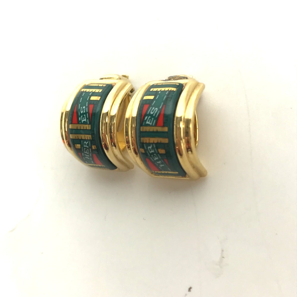 HERMES Earring Gold Plated green Accessories Emile Women