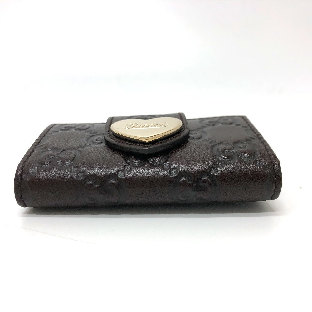 GUCCI Key case Key holder 203551 leather Brown GG Heart plate Women