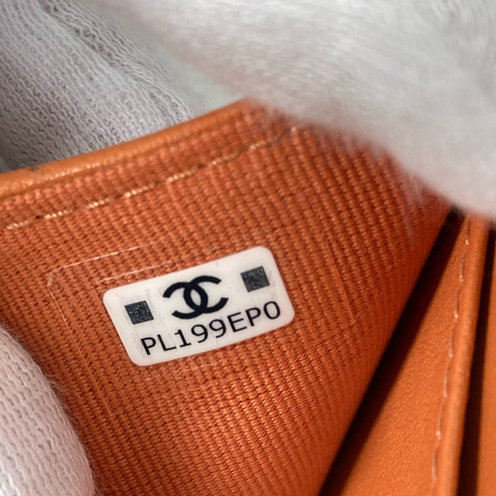 CHANEL Trifold wallet AP0230 lambskin Orange CC COCO Mark Matrasse quilting Women