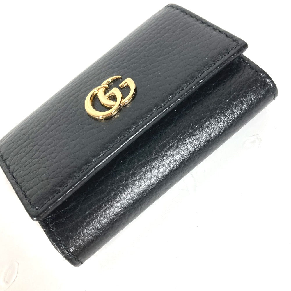 GUCCI Key case Key holder 456118 leather black key GG Marmont Women