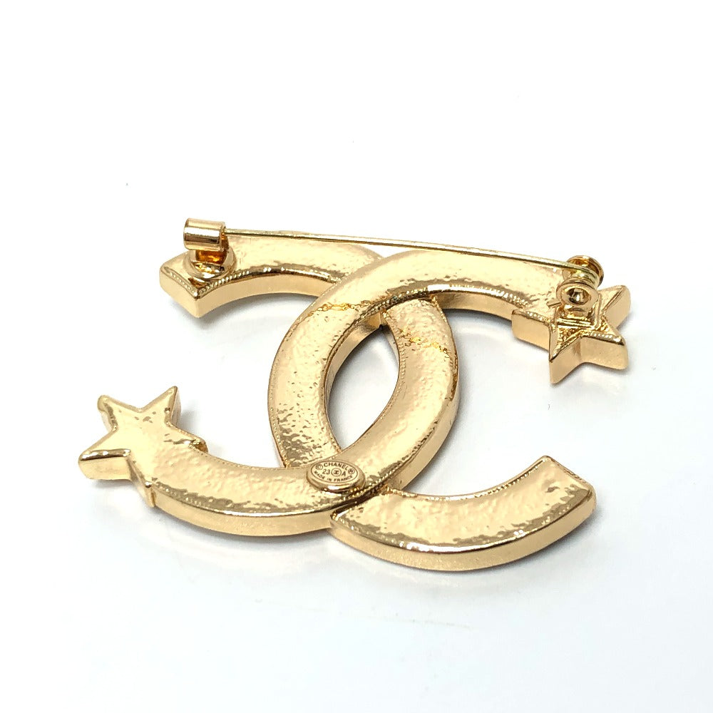 CHANEL Brooch metal gold 23A CC COCO Mark Star Rhinestone Women