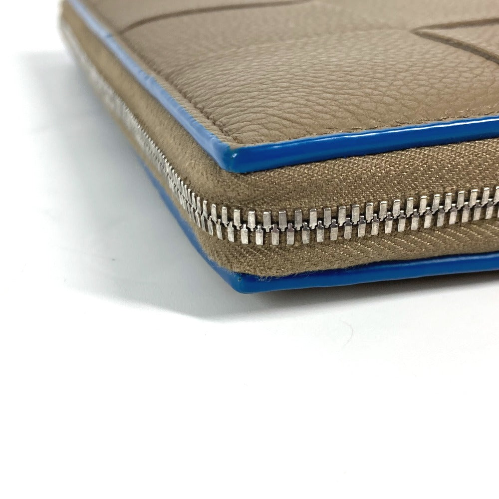 BOTTEGAVENETA Long Wallet Purse 748054VCP142569 leather Brown x Blue MAXI INTRECCIATO Personalized Cassette Zip Around Wallet mens