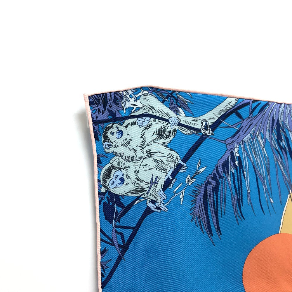 HERMES scarf silk blue Rendez-Vous Galant Women