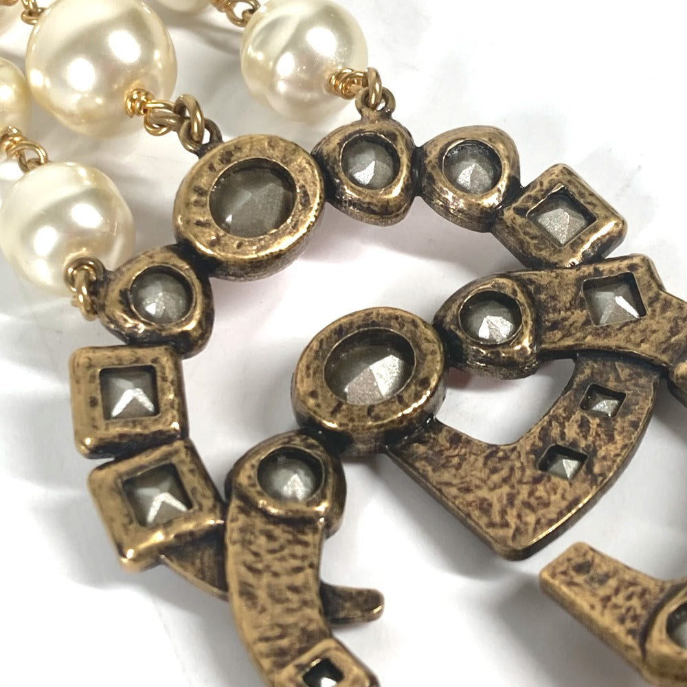GUCCI bracelet metal Gold x Multicolor Double G Color stone, fake pearl, rhinestone, triple row