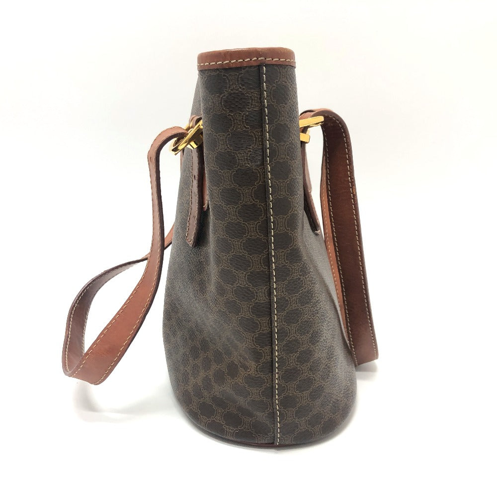 CELINE Tote Bag PVC / Leather Brown vintage Macadam Bucket Type Women