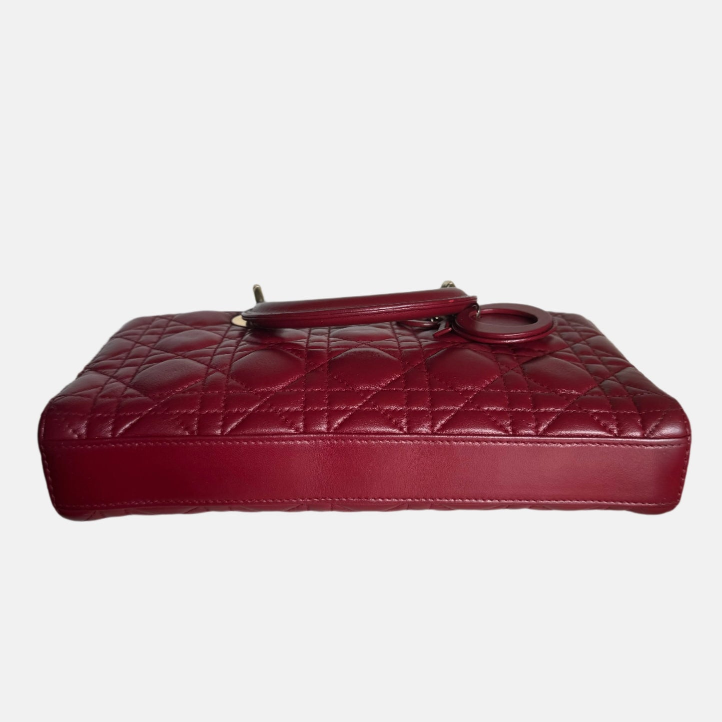 Lady D-Joy Medium Handbag Burgundy Lambskin Cannage Leather, 2016