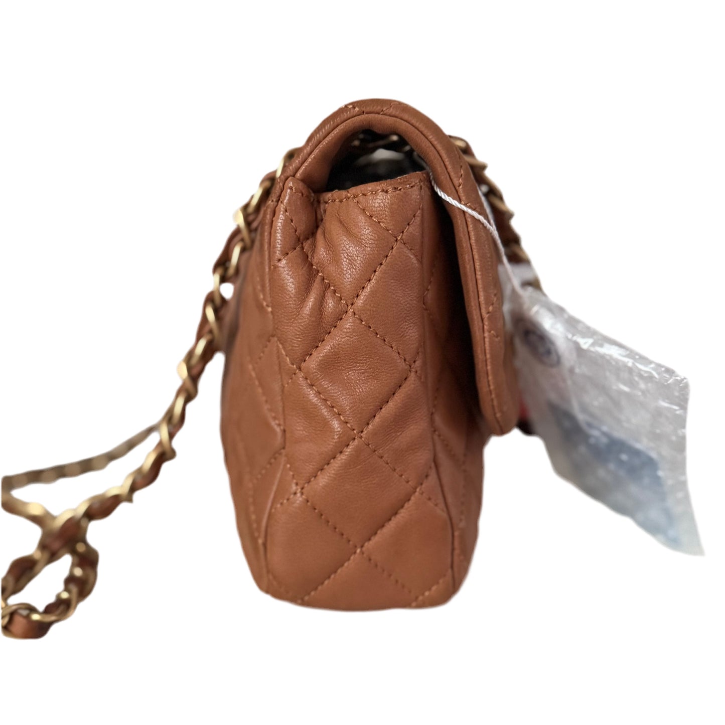 Chanel Seasonal Flap Medium Caramel Tan Brown Leather Valentine Marine Charms