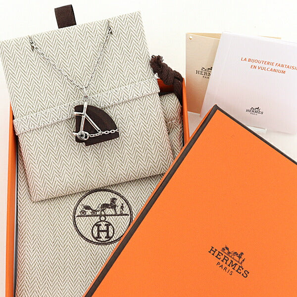 HERMES Necklace Vulcanium, Stainless Steel Silver Brand jewelry Cheval Pendant Necklace Women