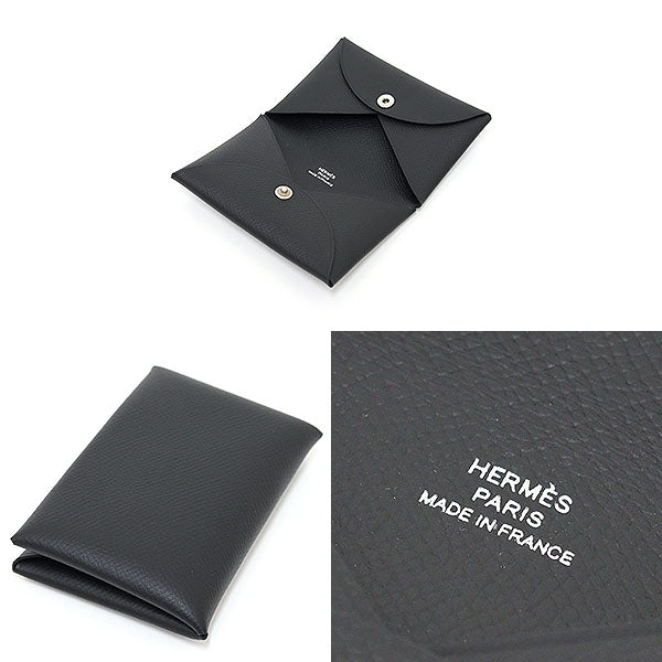 HERMES Card Case Epsom black Calvi Card Case
