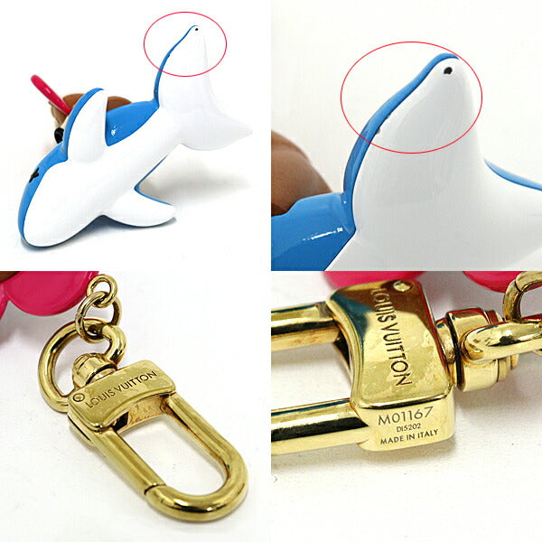 LOUIS VUITTON key ring M01167 Metal Plastic Wood Brown Pink Blue Gold Metal Bag Charm Key Holder Vivienne Searider Women