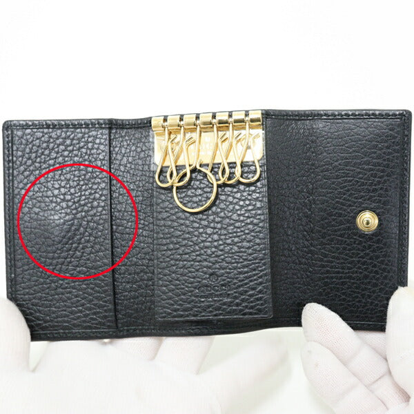 GUCCI Key case Key holder 456118 Genuine Leather black Interlocking G