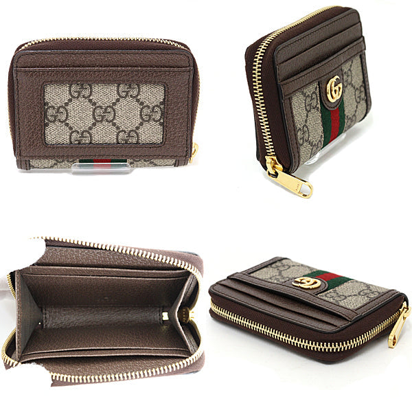 GUCCI Card Case 658552 PVC coated canvas beige Wallet Ophidia Card Case Wallet Women(Unisex)