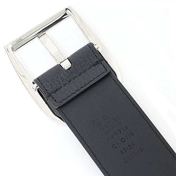 GUCCI belt 449716 leather black Silver buckle 85/34