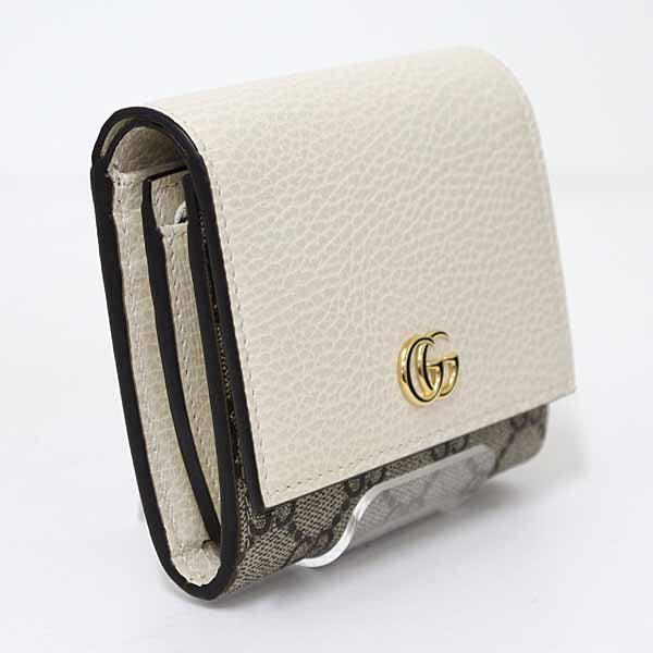 GUCCI Bifold Wallet 598587 GG Supreme Canvas white Double G Bicolor Medium Wallet Women