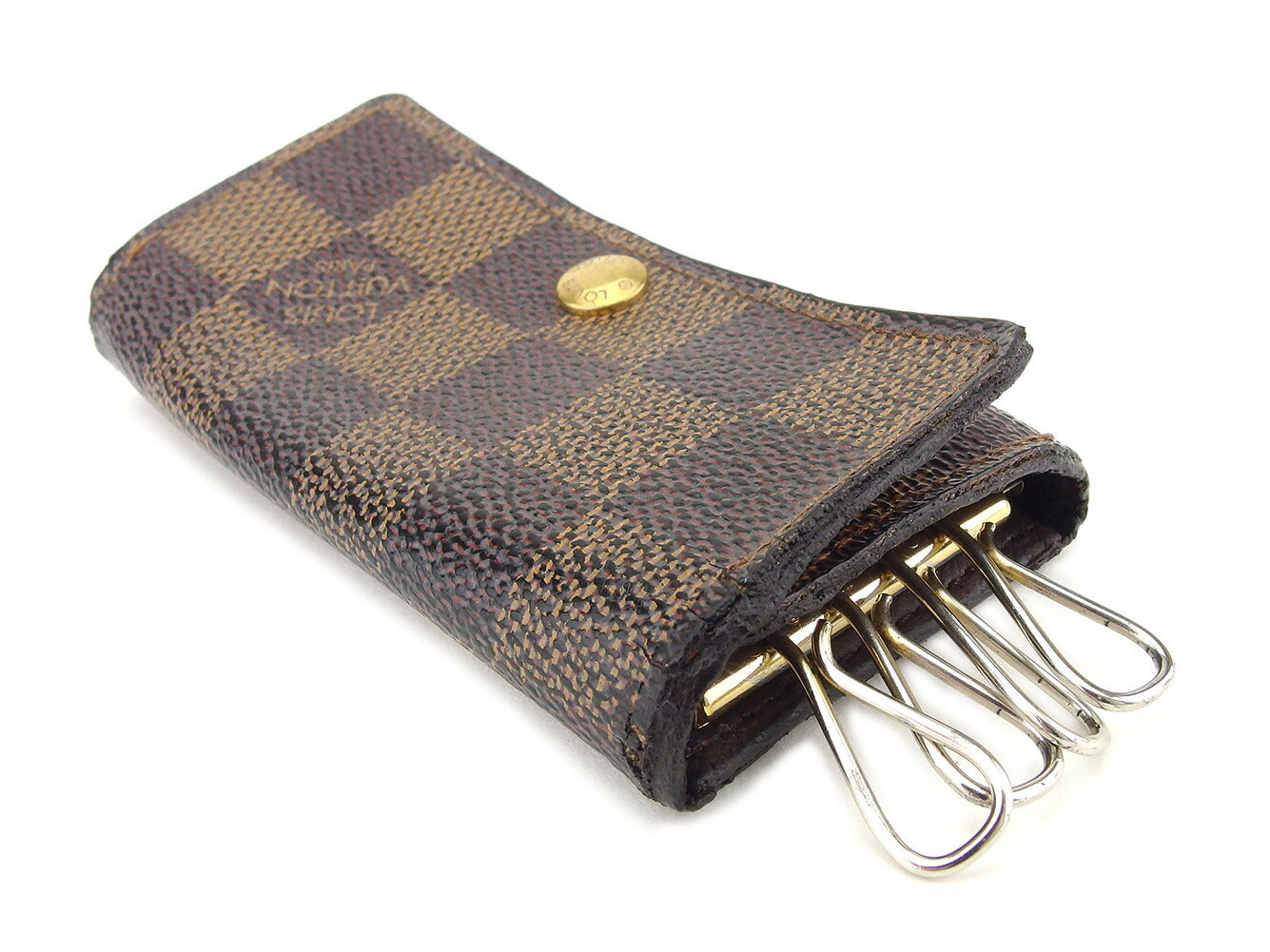 LOUIS VUITTON Key case Key holder N62631 Brown beige gold Multicles4