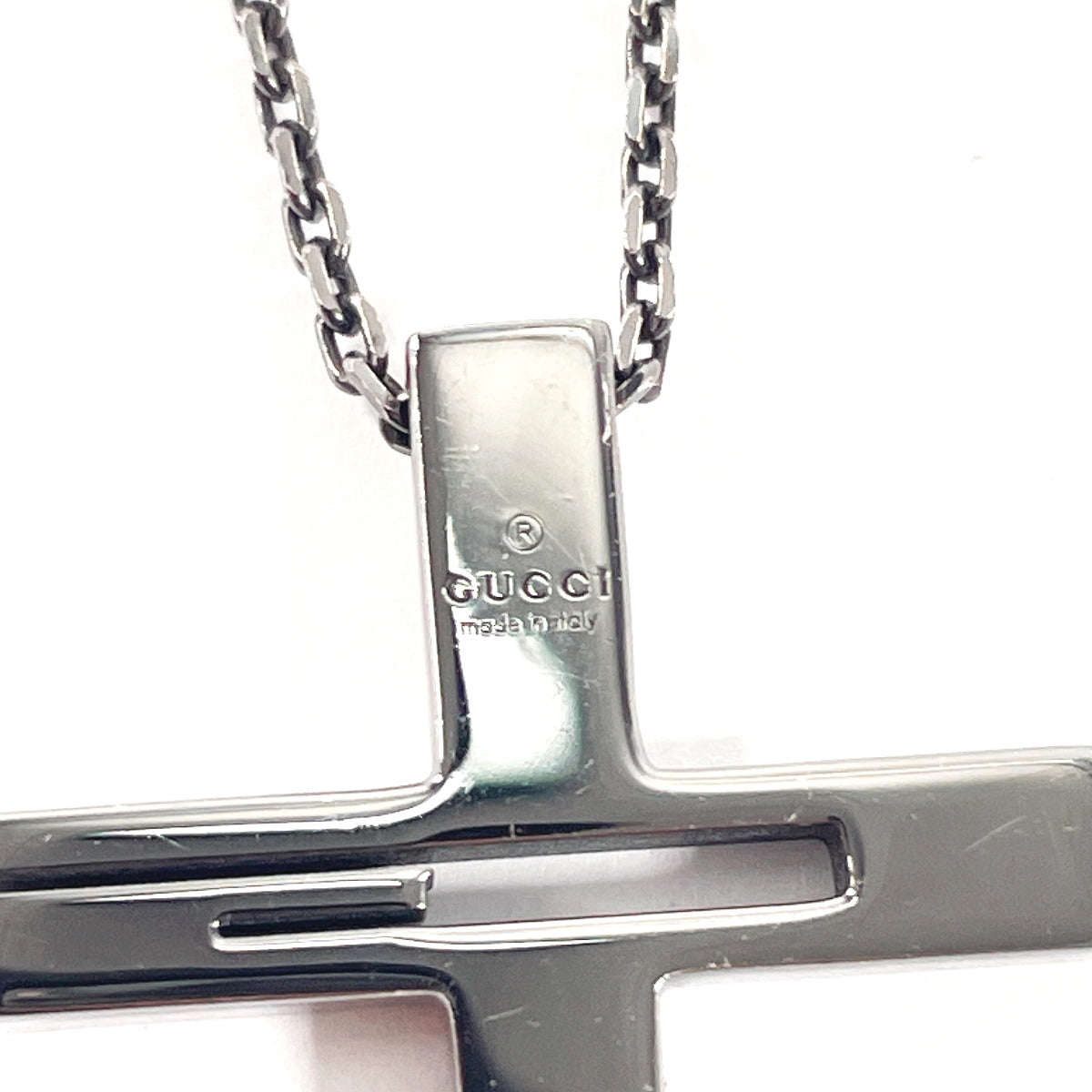 GUCCI Necklace Silver925 black Black rhodium plating Cross Cutout G