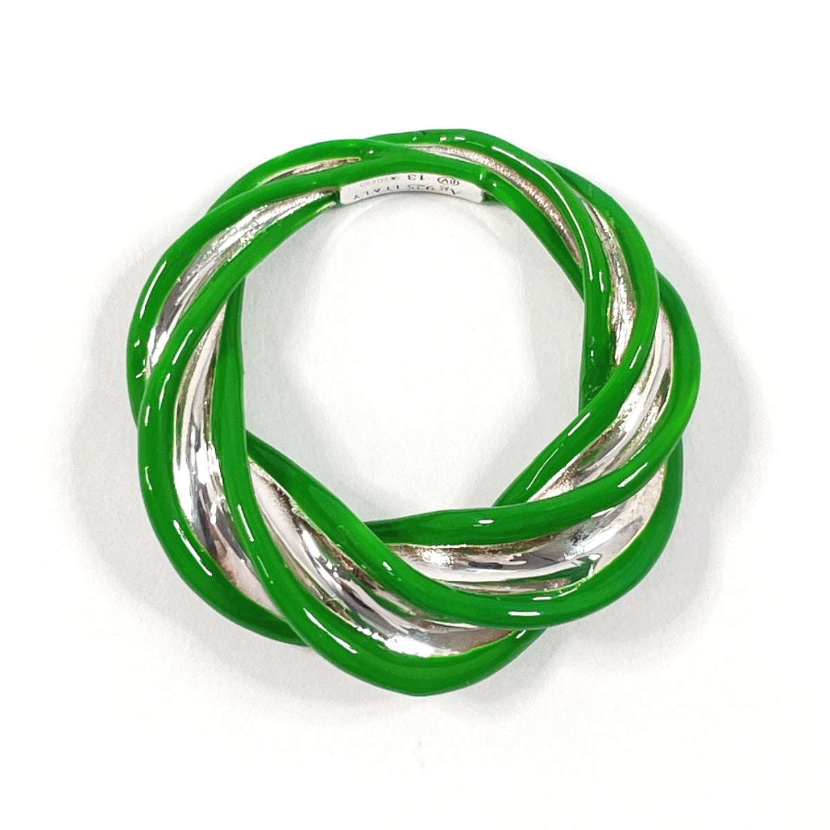 BOTTEGAVENETA Ring Silver925, enamel green Twist 13