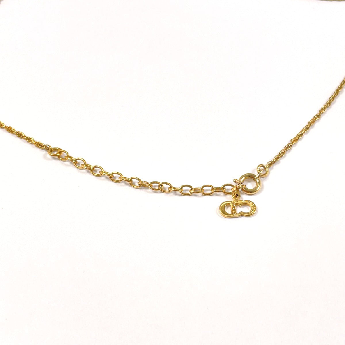 Christian Dior Necklace metal gold round CD logo