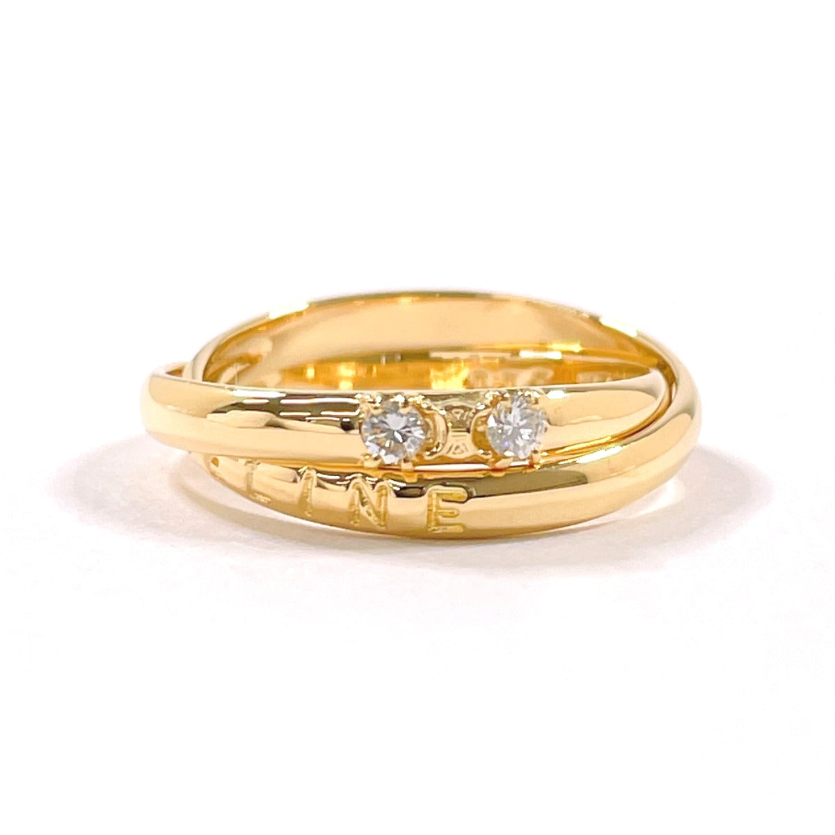 CELINE Ring K18 Yellow Gold, Diamond gold 2 stations logo triomphe
