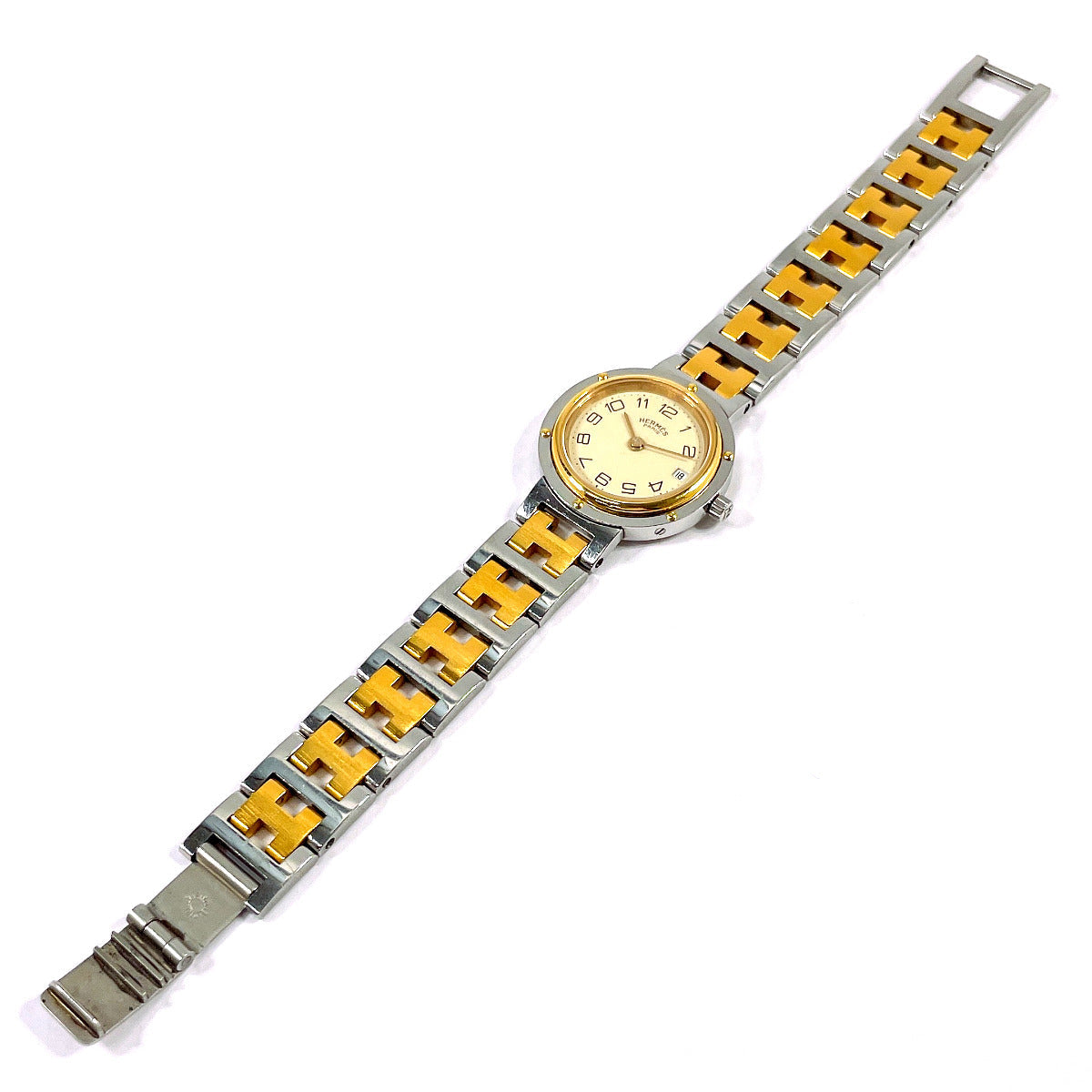 HERMES Watches Quartz Stainless Steel , Gold Plated Silver Clipper cream dial