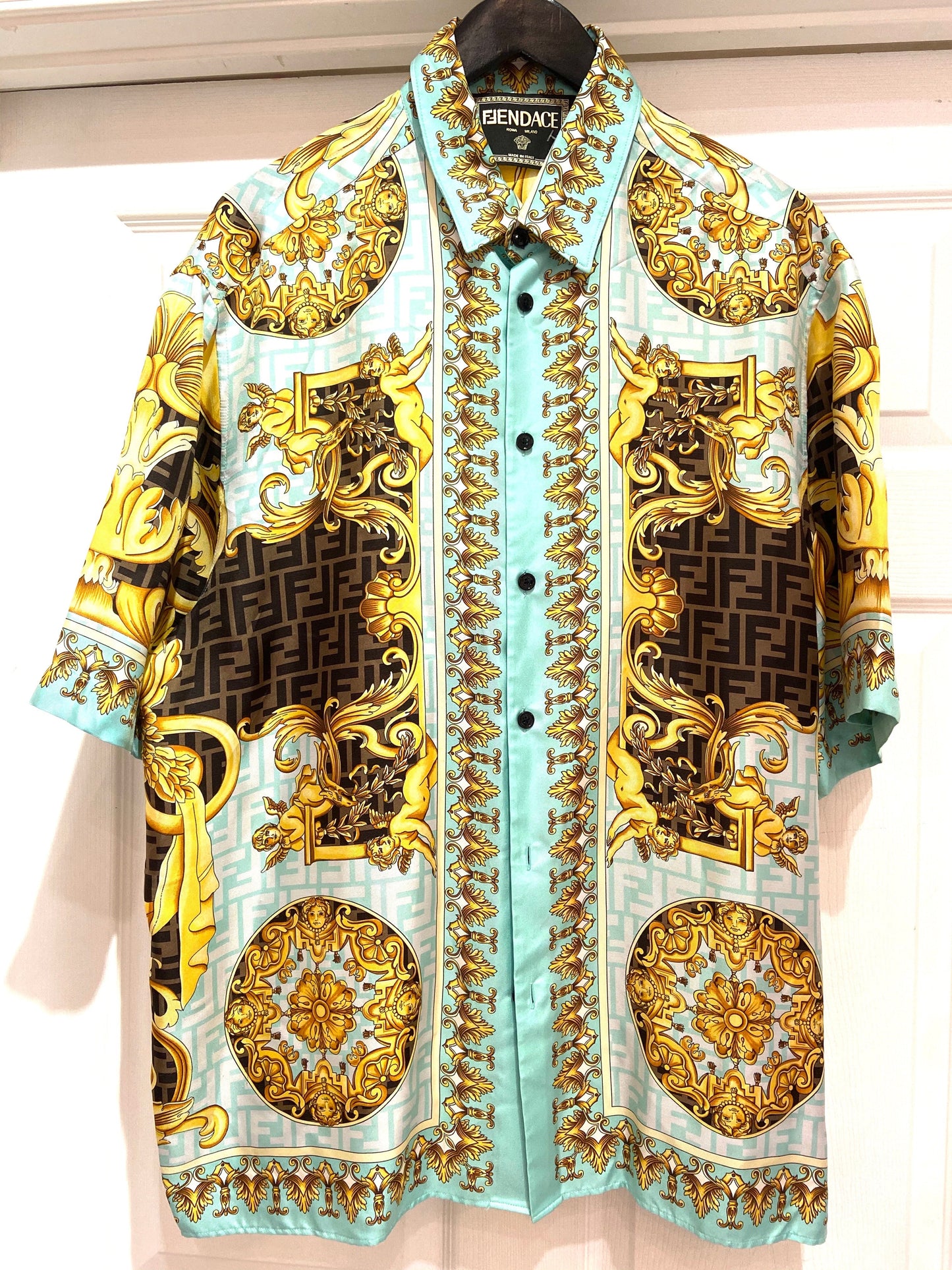 FENDACE WILD BAROQUE SILK MEN'S SHIRT