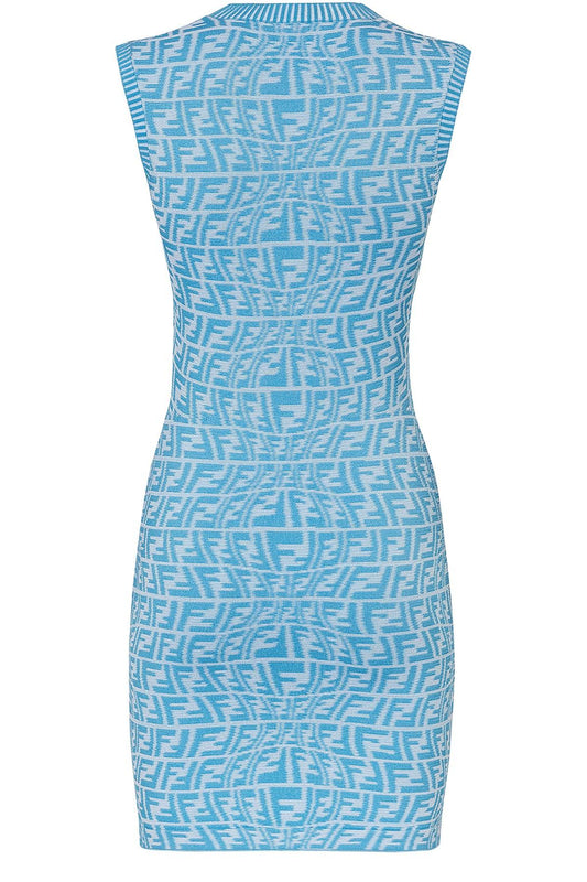 FENDI Summer Vertigo Blue Logo Dress