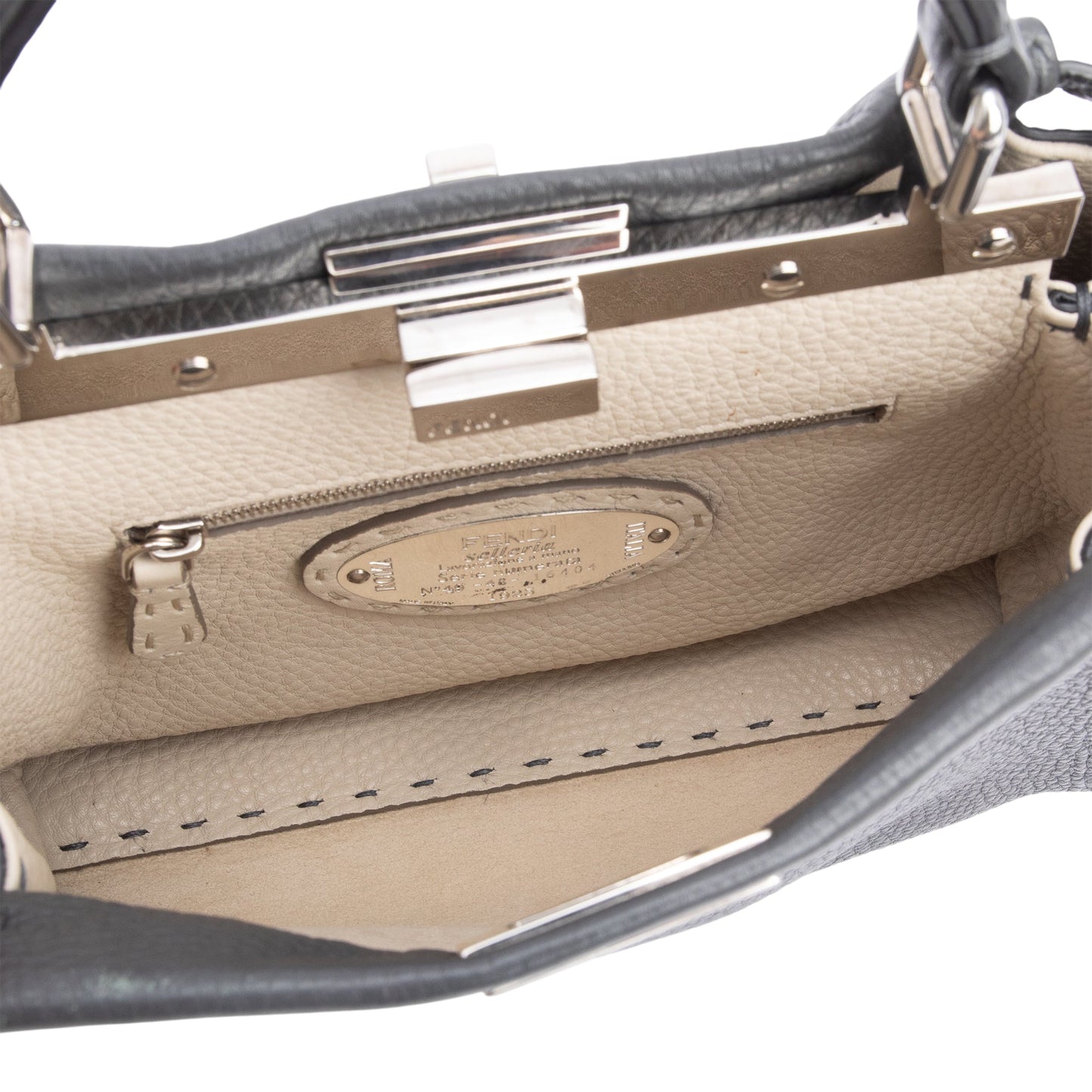 Fendi Grey Romano Selleria Mini Peekaboo Bag