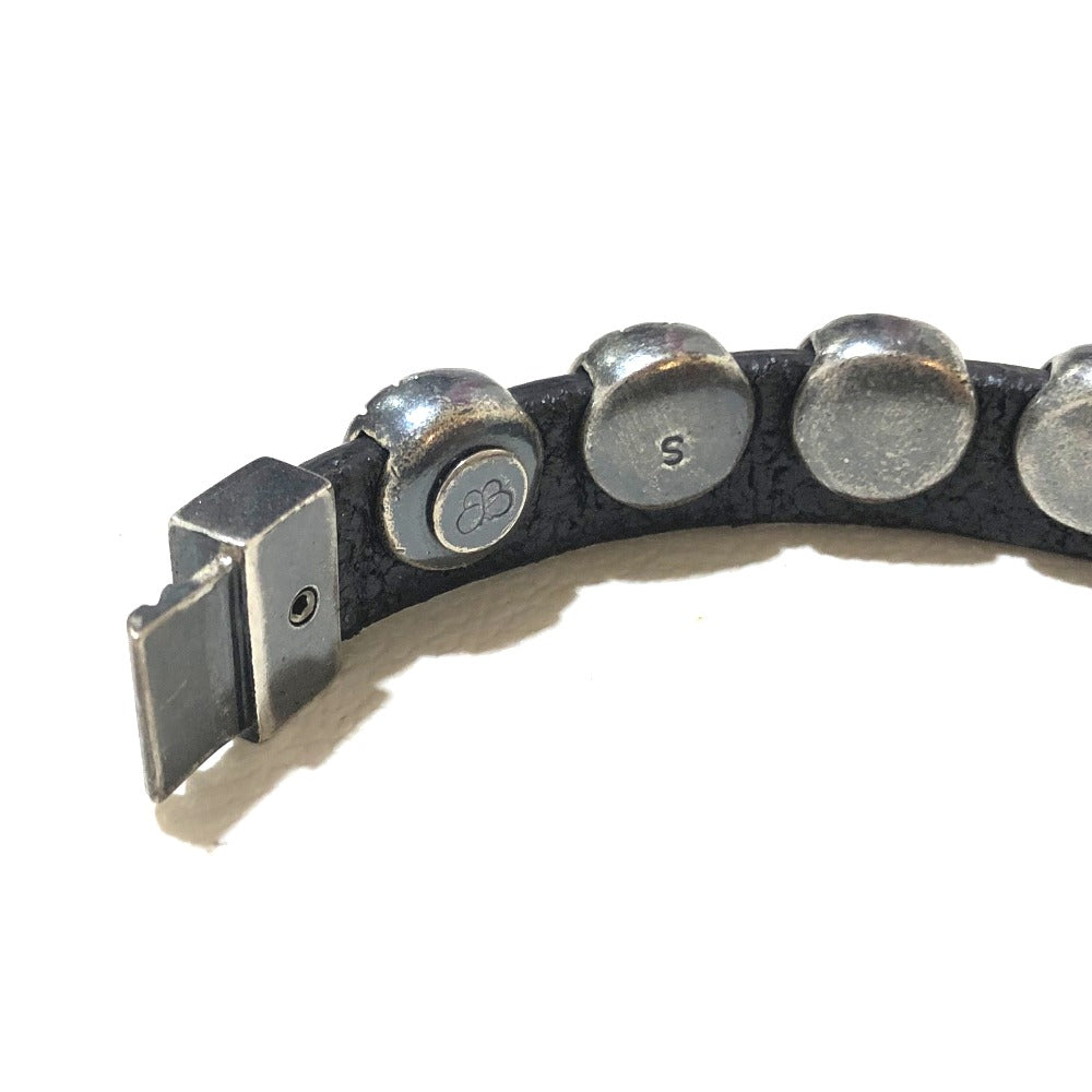 BOTTEGAVENETA bracelet AG925 , Leather Silverx black INTRECCIATO mens S