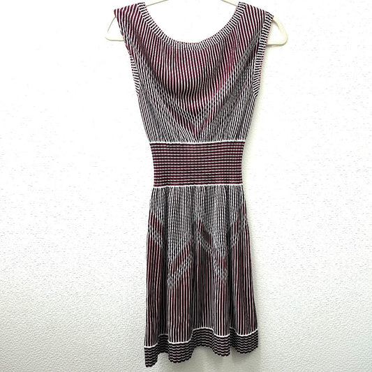 CHANEL one piece P47925 Rayon Black x Red x White stripe Summer dress Women 34