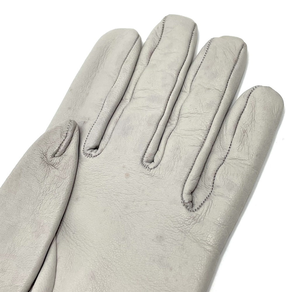 HERMES Glove leather gray Jumbo hook motif Women Women