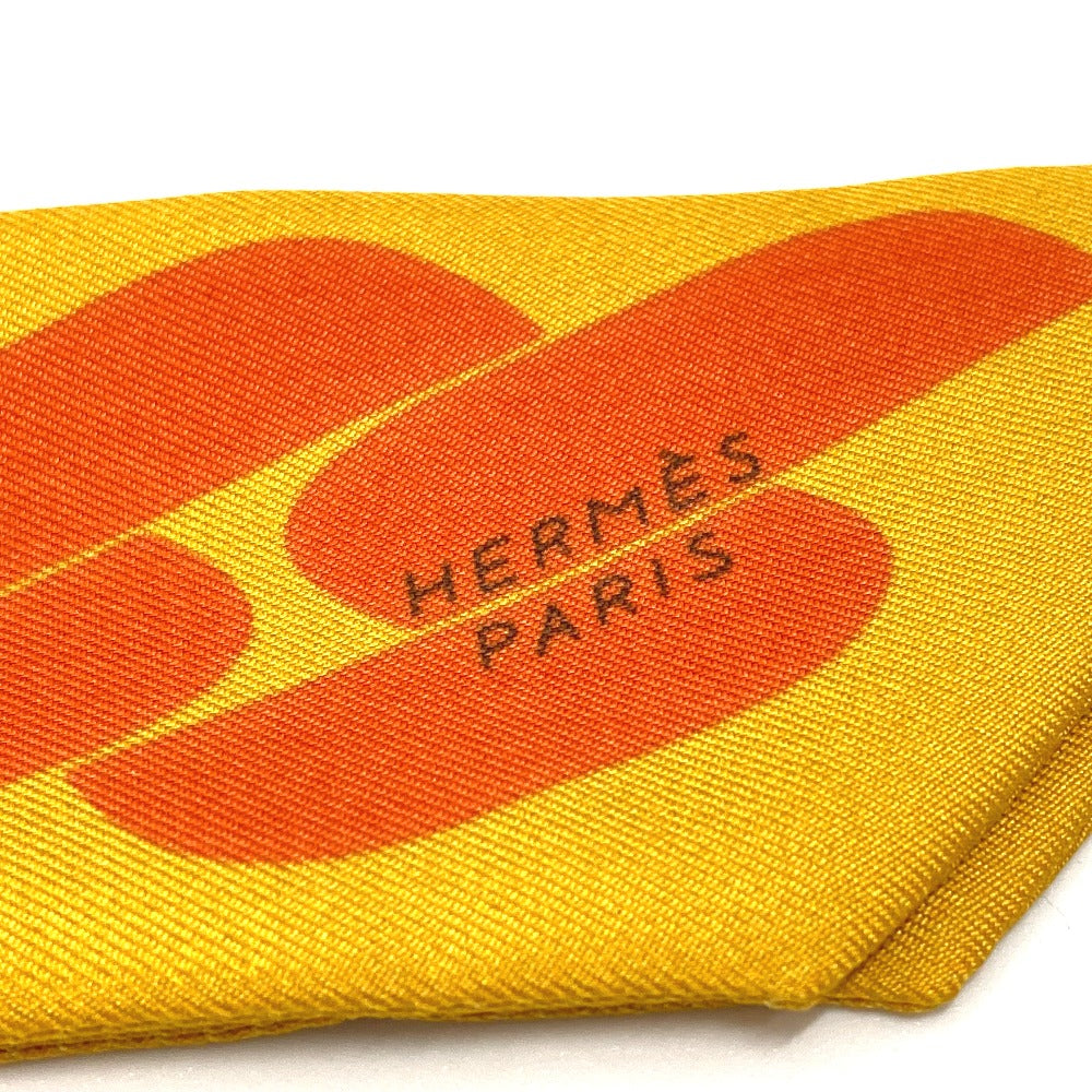 HERMES scarf silk Orange Chain motif Twilly Women
