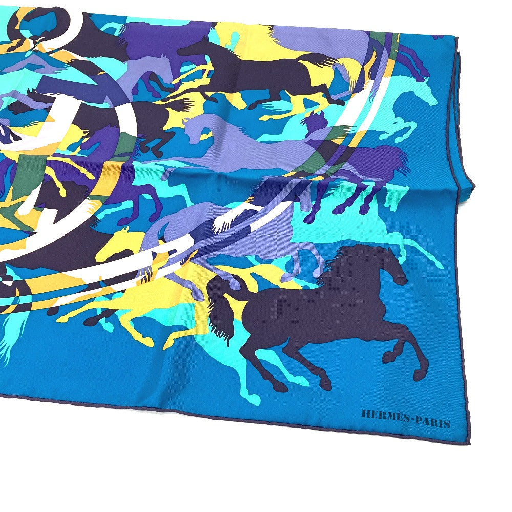 HERMES scarf silk Blue type Carre90 EX LIBRIS EN CAMOUFLAGE EX LIBRIS EN CAMOUFLAGE Women