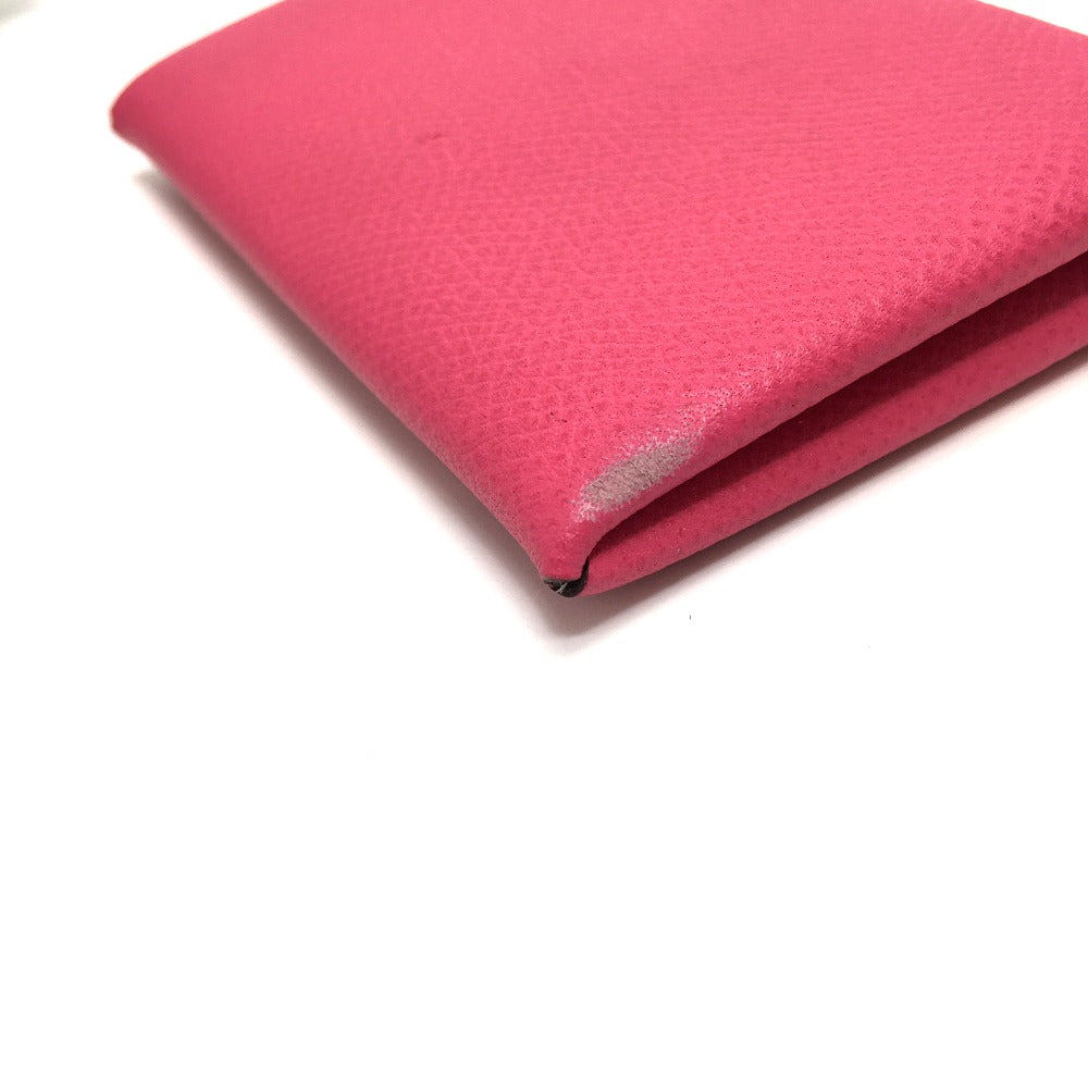 HERMES Card Case Epsom pink Bifold Wallet Calvi Women