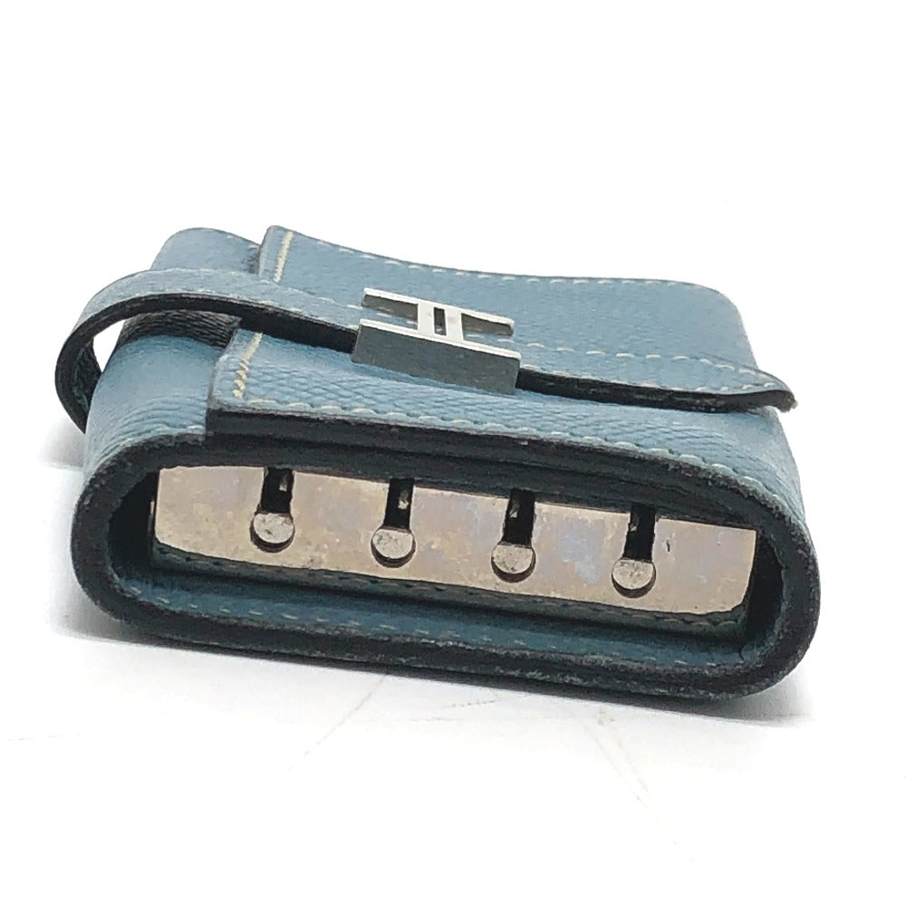 HERMES Key case Key holder Epsom blue HMetal Bean Women