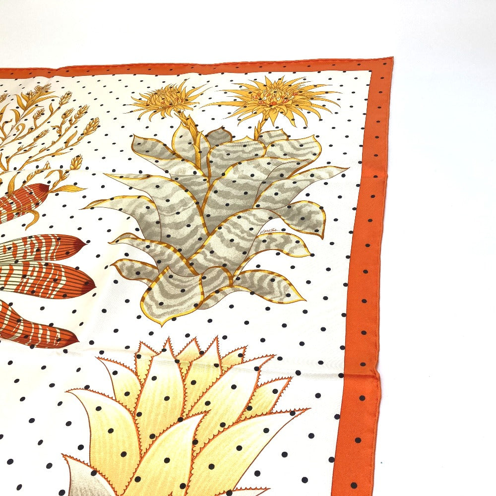 HERMES scarf silk Orange Index Bromeliaceae Bromeliad Catalog scarf Women