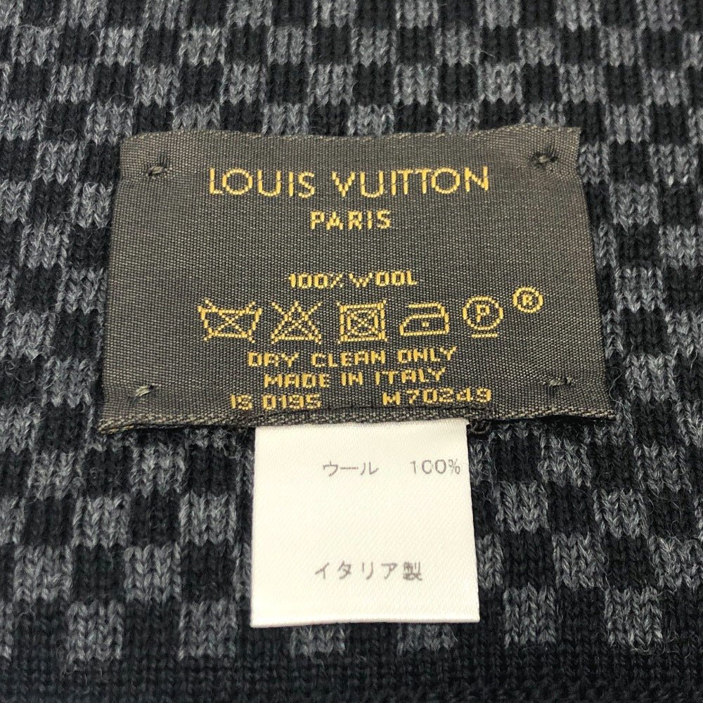 LOUIS VUITTON Scarf M70249 wool Black / blue Echarpe LV Damier Rouge mens