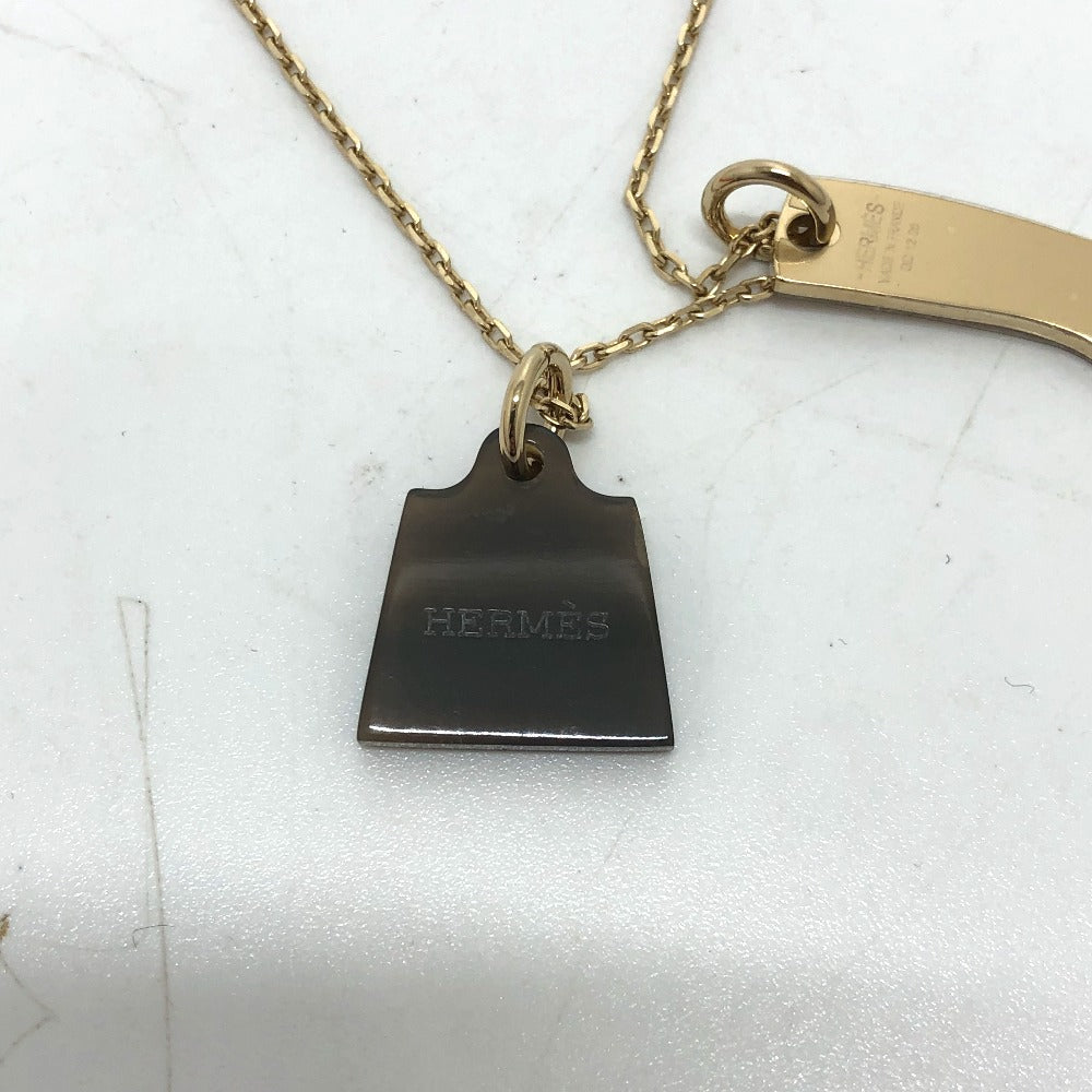 HERMES Necklace Buffalo Horn, Metal gold Amulet Marokiniye PM Women