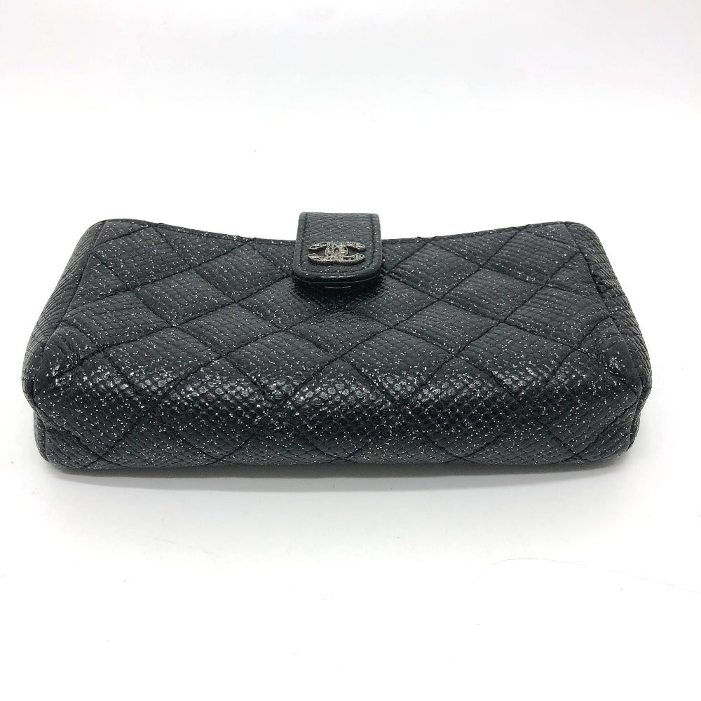CHANEL Pouch leather black CC COCO Mark Matrasse Women