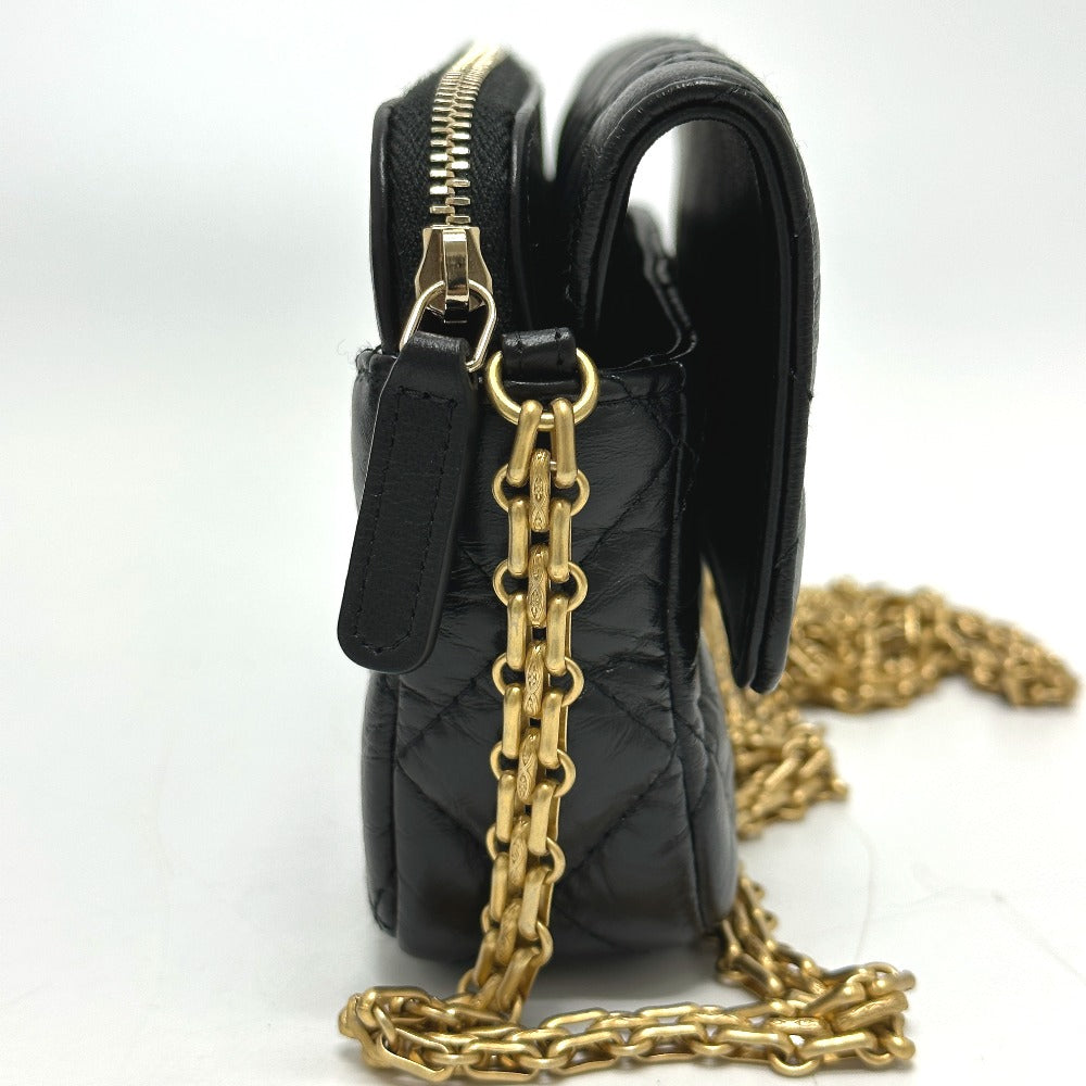 CHANEL Shoulder Bag AP2215 Calfskin black 2.55 Mademoiselle Matrasse Chain wallet