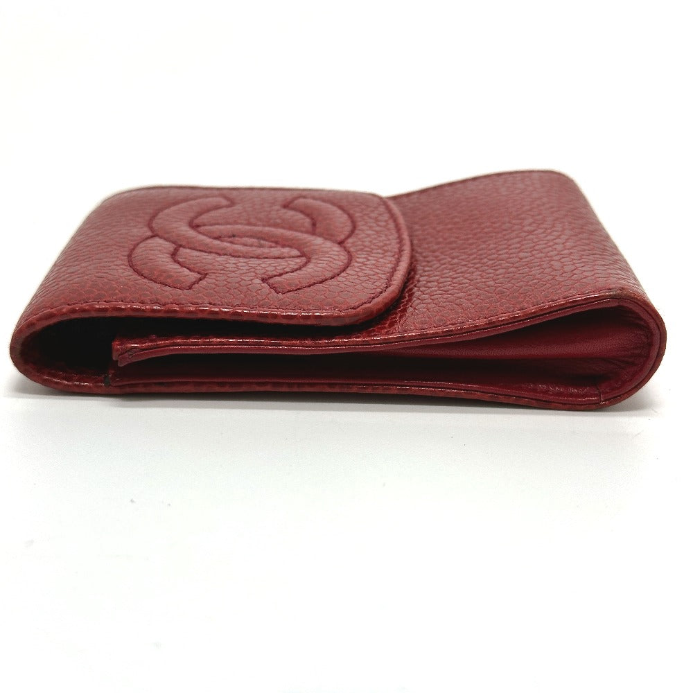 CHANEL Cigarette case Caviar skin Red CC COCO Mark mini Women