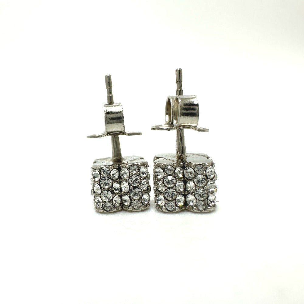 LOUIS VUITTON Pierce M64879 metal Silver Bookle Dreille Fast Flower Strass Stud Women