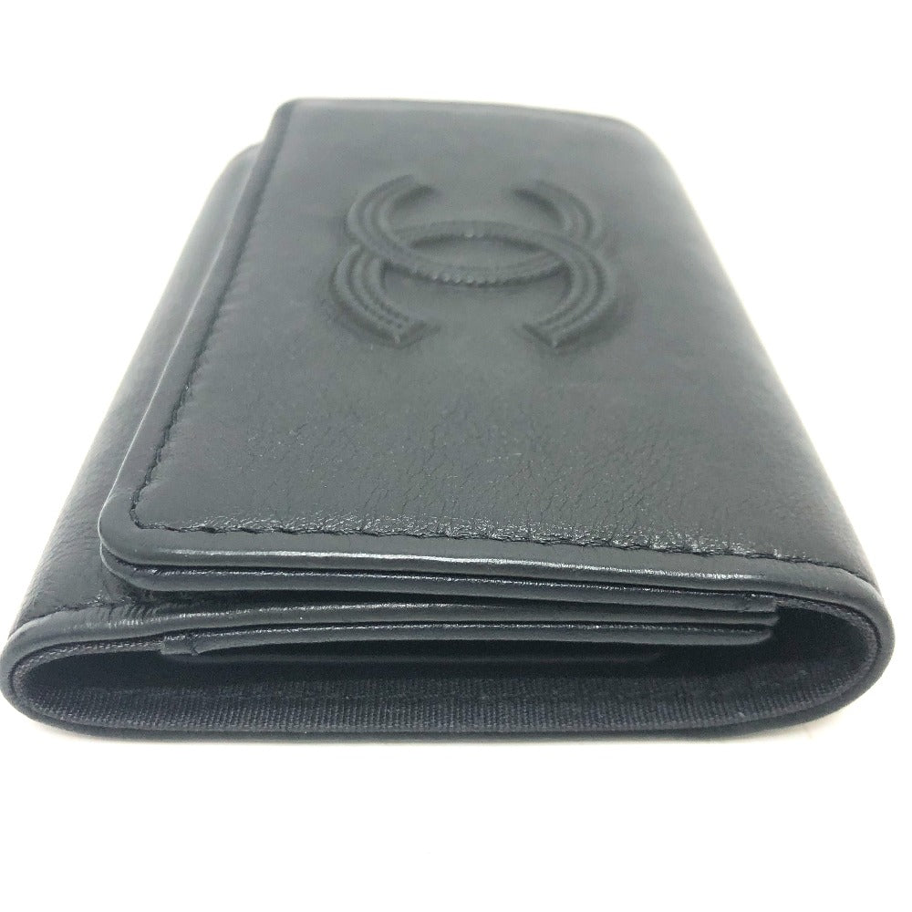 CHANEL Key case Key holder leather black COCO Mark 4 stations with key ring Women