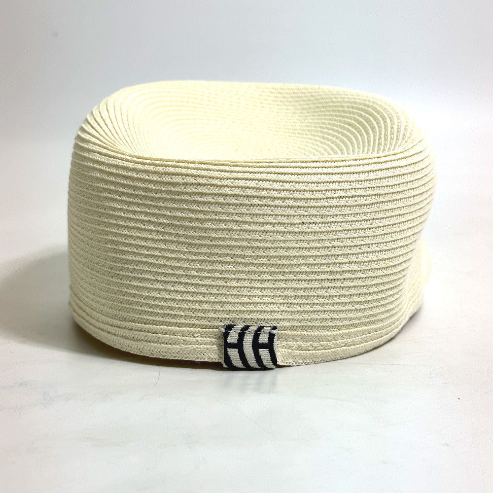 HERMES cap polyester Ivory hat cap serie emma straw cap 57