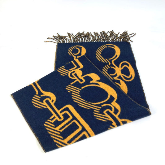 HERMES Scarf cashmere Navy dress buckle Women