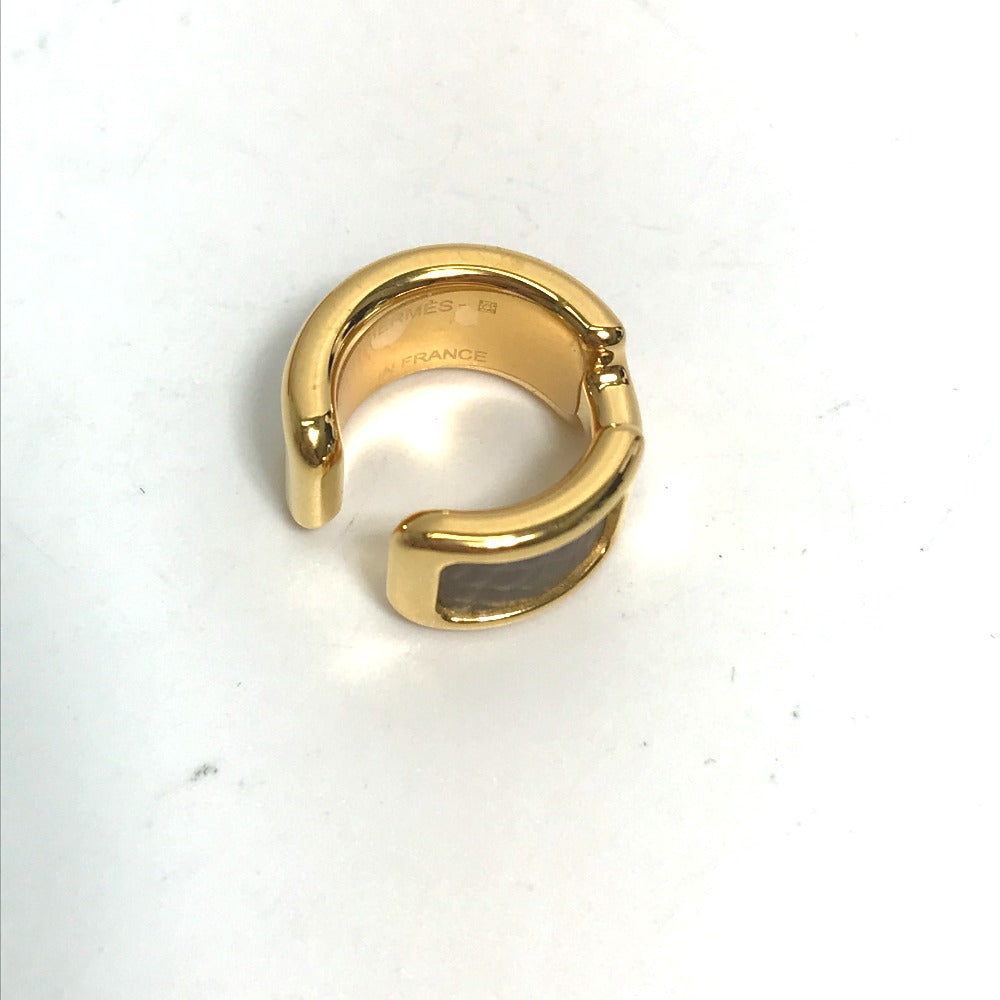 HERMES Earring Gold Plated , Epsom gold Olympe Ear Cuff PM Women