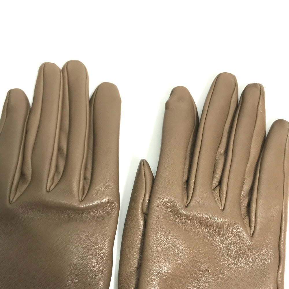 HERMES gloves Lamb leather Gray type heart Dream love Women 6.5