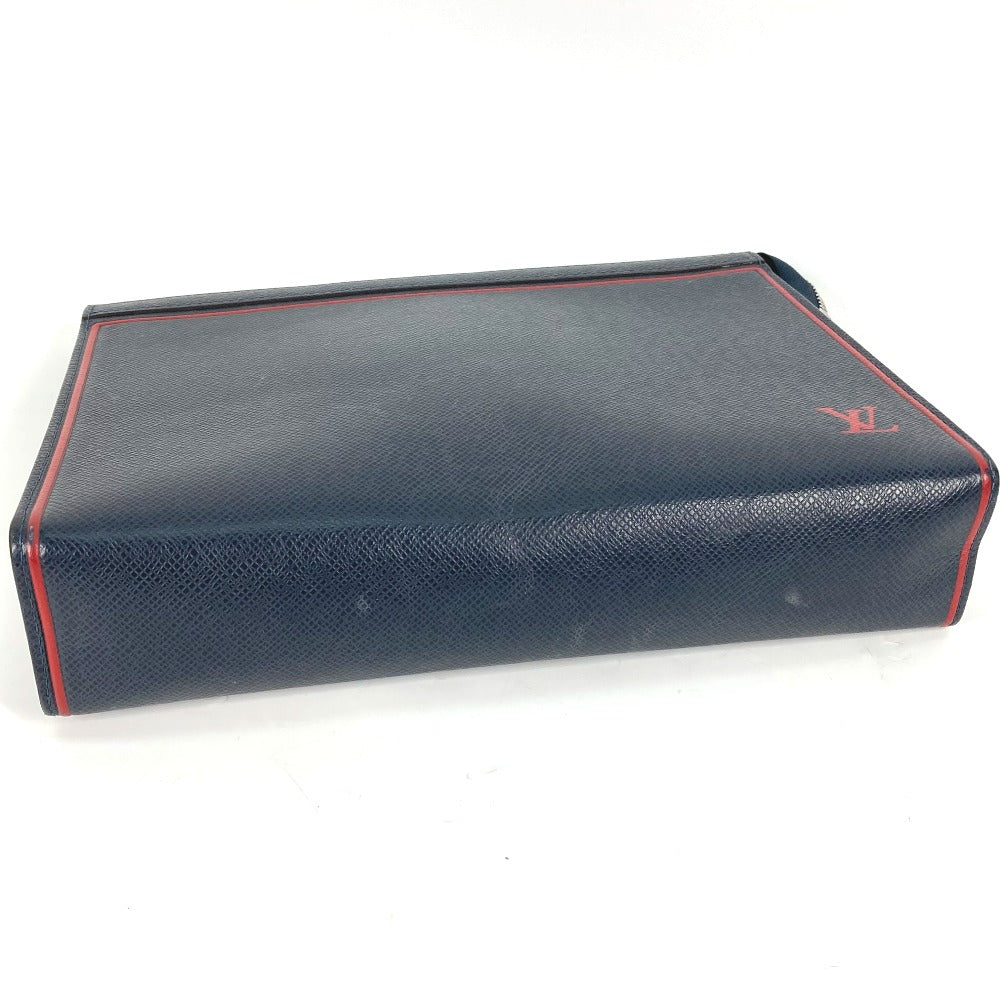 LOUIS VUITTON business bag M63394 Taiga Leather Navy Taiga Pochette Voyage mens