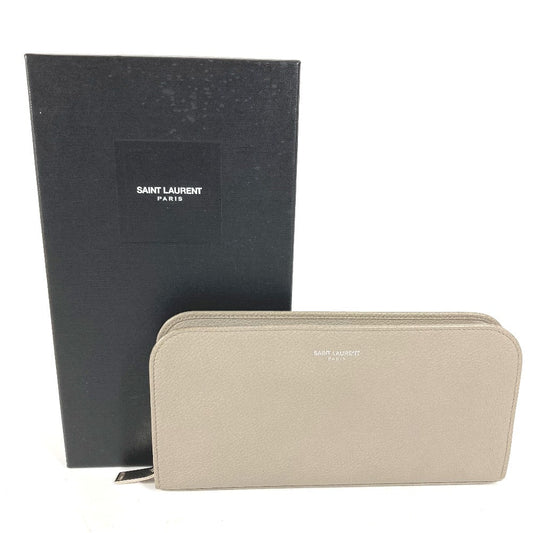 SAINT LAURENT PARIS Long Wallet Purse 326599 leather gray Long wallet logo Women